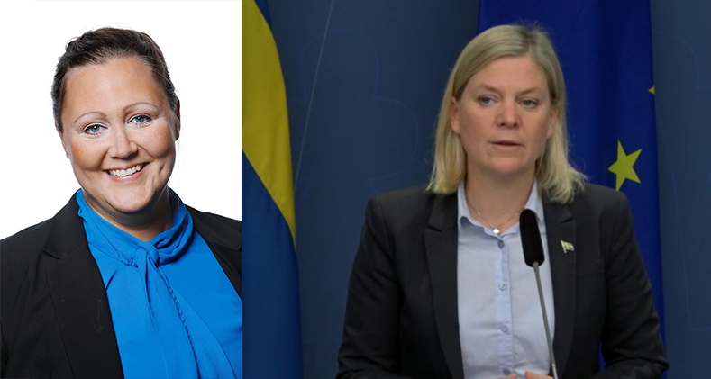 LO-distriktets ordförande Christine Marttila och Finansminister Magdalena Andersson (bilden är ett montage)